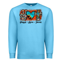 Ocean Blue peace love jesus Premium Sweatshirt - JahusDesignShop