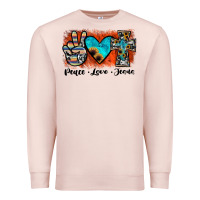 Pale Pink peace love jesus Premium Sweatshirt - JahusDesignShop
