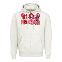Oatmeal Heather kiss machine Zipper Hoodie - FaDigitalArtStudio