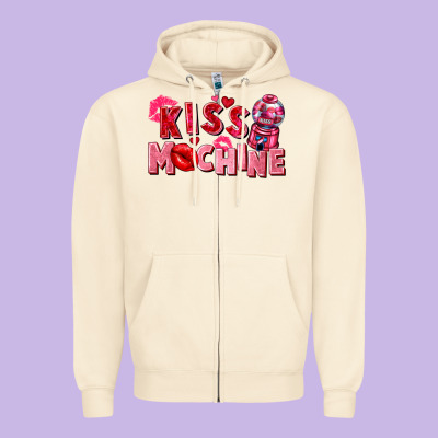Kiss Machine Zipper Hoodie Designed By Fadigitalartstudio
