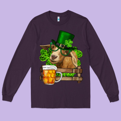 St. Patrick's Day Goat And Beer Long Sleeve Tee Designed By Ranaportraitstore