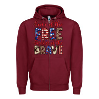 Burgundy Home of the free because of the brave Zipper Hoodie - Neo Western