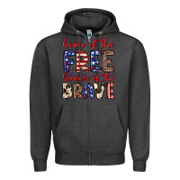 Charcoal Heather Home of the free because of the brave Zipper Hoodie - Neo Western