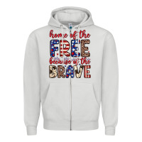 Dove Grey Home of the free because of the brave Zipper Hoodie - Neo Western