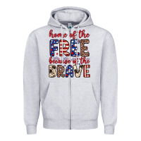 Heather Grey Home of the free because of the brave Zipper Hoodie - Neo Western
