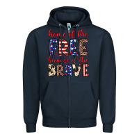 Navy Home of the free because of the brave Zipper Hoodie - Neo Western