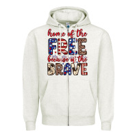 Oatmeal Heather Home of the free because of the brave Zipper Hoodie - Neo Western