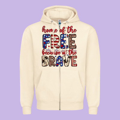 Home Of The Free Because Of The Brave Zipper Hoodie Designed By Neo Western