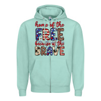 Seafoam Home of the free because of the brave Zipper Hoodie - Neo Western
