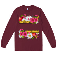 Burgundy floral teacher Long Sleeve Tee - texasbilliewilder