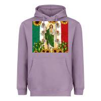 Lavender San Judas with Mexican Flag Heavyweight Hoodie - JahusDesignShop