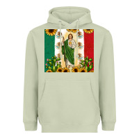 Matcha San Judas with Mexican Flag Heavyweight Hoodie - JahusDesignShop