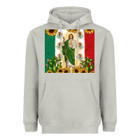 Moon Dust San Judas with Mexican Flag Heavyweight Hoodie - JahusDesignShop