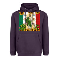 San Judas With Mexican Flag Heavyweight Hoodie | Teevron
