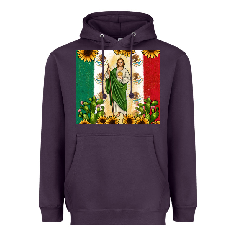 San Judas With Mexican Flag Heavyweight Hoodie by JahusDesignShop | Teevron