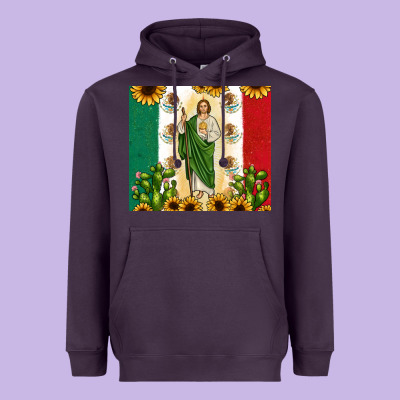 San Judas With Mexican Flag Heavyweight Hoodie Designed By Jahusdesignshop