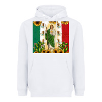 White San Judas with Mexican Flag Heavyweight Hoodie - JahusDesignShop