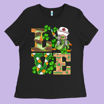 St.patricks Nurse Love Gnomies Ladies Tee Designed By Barkaloodesign