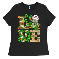 Black st.patricks nurse love gnomies Ladies Tee - BarkalooDesign