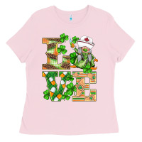 Bubblegum Pink st.patricks nurse love gnomies Ladies Tee - BarkalooDesign