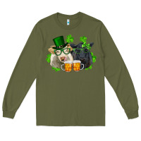 Army Green st. patrick's day charolais and black angus cows Long Sleeve Tee - RanaPortraitStore