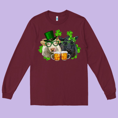 St. Patrick's Day Charolais And Black Angus Cows Long Sleeve Tee Designed By Ranaportraitstore