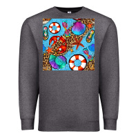 Charcoal Heather summer with leopard seamless pattern Premium Sweatshirt - BundleAndBundleShop