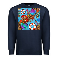 Navy summer with leopard seamless pattern Premium Sweatshirt - BundleAndBundleShop