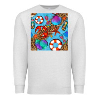 Oatmeal Heather summer with leopard seamless pattern Premium Sweatshirt - BundleAndBundleShop