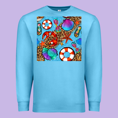 Summer With Leopard Seamless Pattern Premium Sweatshirt Designed By Bundleandbundleshop