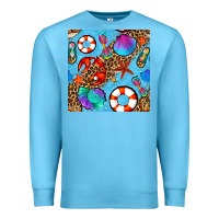 Ocean Blue summer with leopard seamless pattern Premium Sweatshirt - BundleAndBundleShop