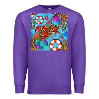 Purple summer with leopard seamless pattern Premium Sweatshirt - BundleAndBundleShop
