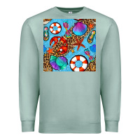 Seafoam summer with leopard seamless pattern Premium Sweatshirt - BundleAndBundleShop