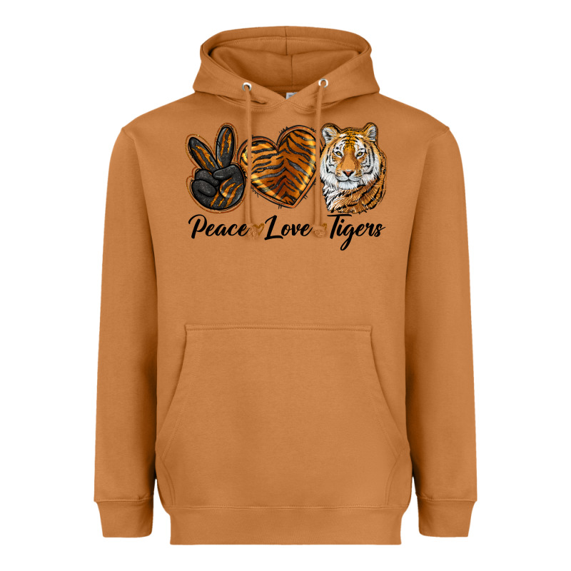 Peace Love Tigers Head Heavyweight Hoodie by JahusDesignShop | Teevron