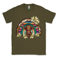 Army Green scottish calf rainbow Classic Tee - BarkalooDesign