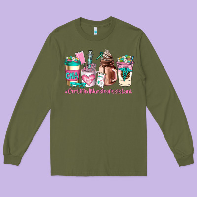Cerified Nursing Assistant Coffee Cup Long Sleeve Tee Designed By Adodesignshop