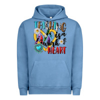 Pigment Pebble Blue teaching is a work of heart Urban Hoodie - NancyCooperArtShop