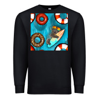 Black koala at the pool seamless pattern Premium Sweatshirt - BundleAndBundleShop