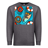 Charcoal Heather koala at the pool seamless pattern Premium Sweatshirt - BundleAndBundleShop