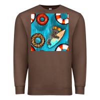 Chestnut koala at the pool seamless pattern Premium Sweatshirt - BundleAndBundleShop