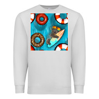 Dove Grey koala at the pool seamless pattern Premium Sweatshirt - BundleAndBundleShop