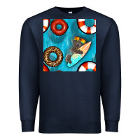 Navy koala at the pool seamless pattern Premium Sweatshirt - BundleAndBundleShop