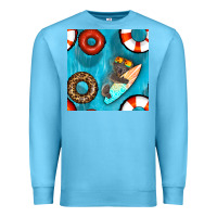 Ocean Blue koala at the pool seamless pattern Premium Sweatshirt - BundleAndBundleShop