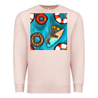 Pale Pink koala at the pool seamless pattern Premium Sweatshirt - BundleAndBundleShop