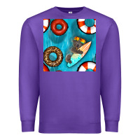 Purple koala at the pool seamless pattern Premium Sweatshirt - BundleAndBundleShop