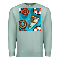 Seafoam koala at the pool seamless pattern Premium Sweatshirt - BundleAndBundleShop