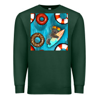 Sports Green koala at the pool seamless pattern Premium Sweatshirt - BundleAndBundleShop