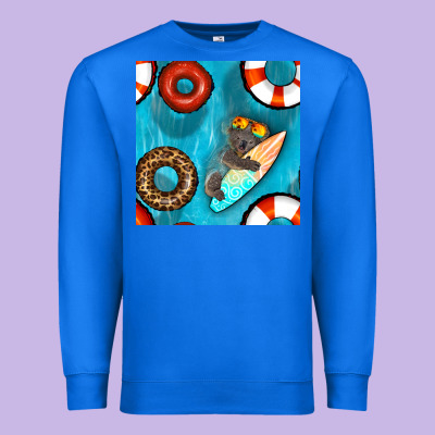 Koala At The Pool Seamless Pattern Premium Sweatshirt Designed By Bundleandbundleshop