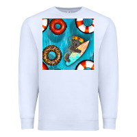White koala at the pool seamless pattern Premium Sweatshirt - BundleAndBundleShop