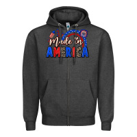 Charcoal Heather Made in America 4th of july Zipper Hoodie - CowGirlArtShop
